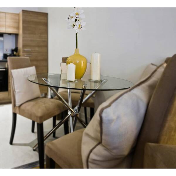 Fab Glass And Mirror 47 In Clear Round Glass Table Top 1 4 In Thickness Tempered Flat Edge Polished 47rt6thfpte The Home Depot