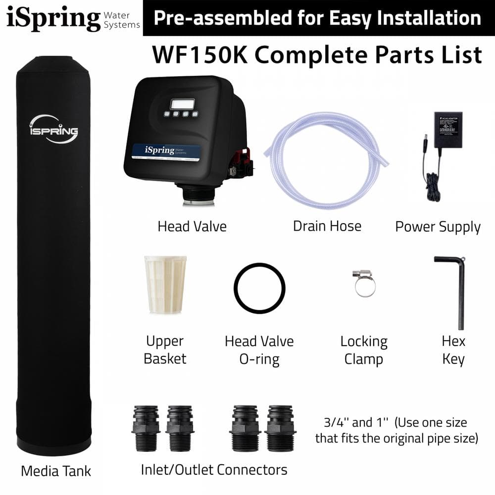 iSpring Black Whole House Water Filtration System with Smart Valve