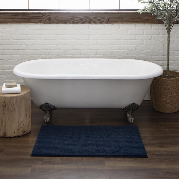 Homespun Noodle 20 in. x 34 in. Indigo Blue Polyester Machine Washable Bath Mat