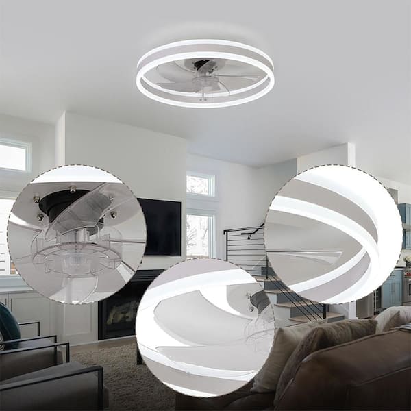Shinevoy 20 in. Indoor Modern White Ceiling Fan with LED Light