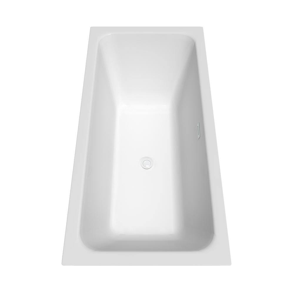Galina 67'' Shiny White Acrylic Freestanding Soaking Bathtub