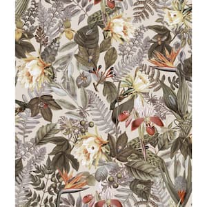 Tropical Flowers Beige Peel and Stick Wallpaper (Covers 28.18 sq. ft.)