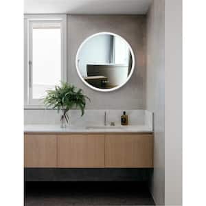 24 in. W x 24 in. H Round Framed Wall Mount Bathroom Vanity Mirror with Lights Anti Fog Touch Control