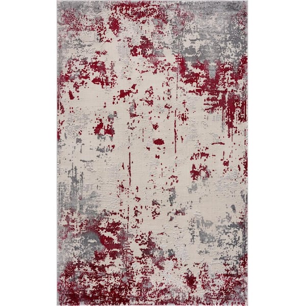 Vogue Red (3 ft. x 5 ft.) - 2 ft. 8 in. x 4 ft. 8 in. Modern Abstract Area Rug Doormat Entrance Floor Mat