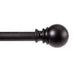 Layla 30 in - 84 in. Adjustable 1 in. Single Decorative Window Curtain Rod in Black with Ball Finials