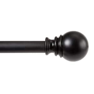 Layla 30 in. - 84 in. Adjustable Single Value Curtain Rod 1 in. Diameter in Black with Ball Finials