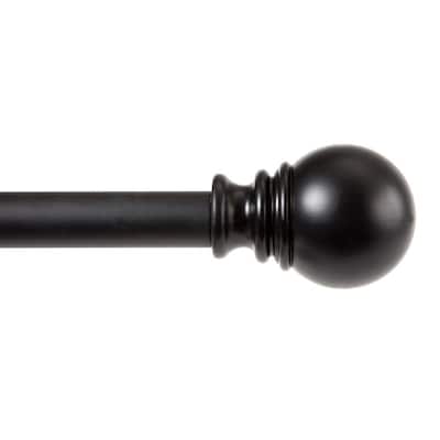 Layla 30 in – 84 in. Adjustable 1 in. Single Decorative Window Curtain Rod in Black with Ball Finials