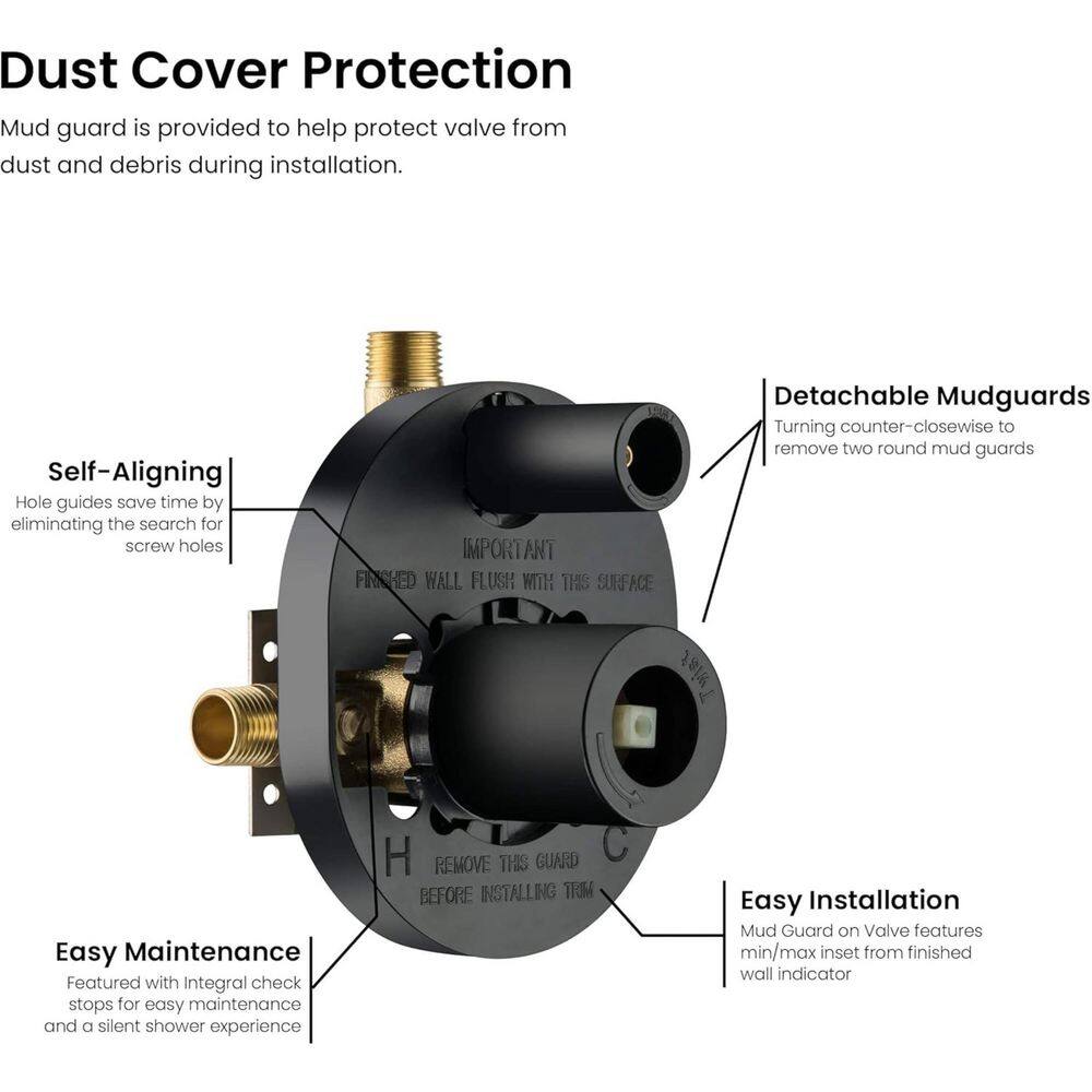 Matte Black Brass 3-Function Wall Mounted Shower System
