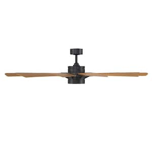 Windmill 65 in. Integrated LED Indoor/Outdoor 12-Blade Smart Ceiling Fan Matte Black/Distressed Koa with 3000K & Remote