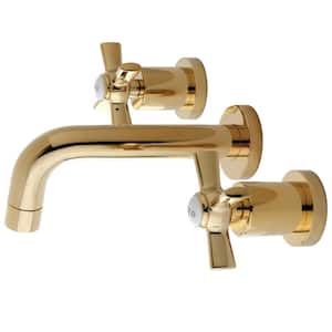 Millennium 2-Handle Wall-Mount Bathroom Faucets in Polished Brass