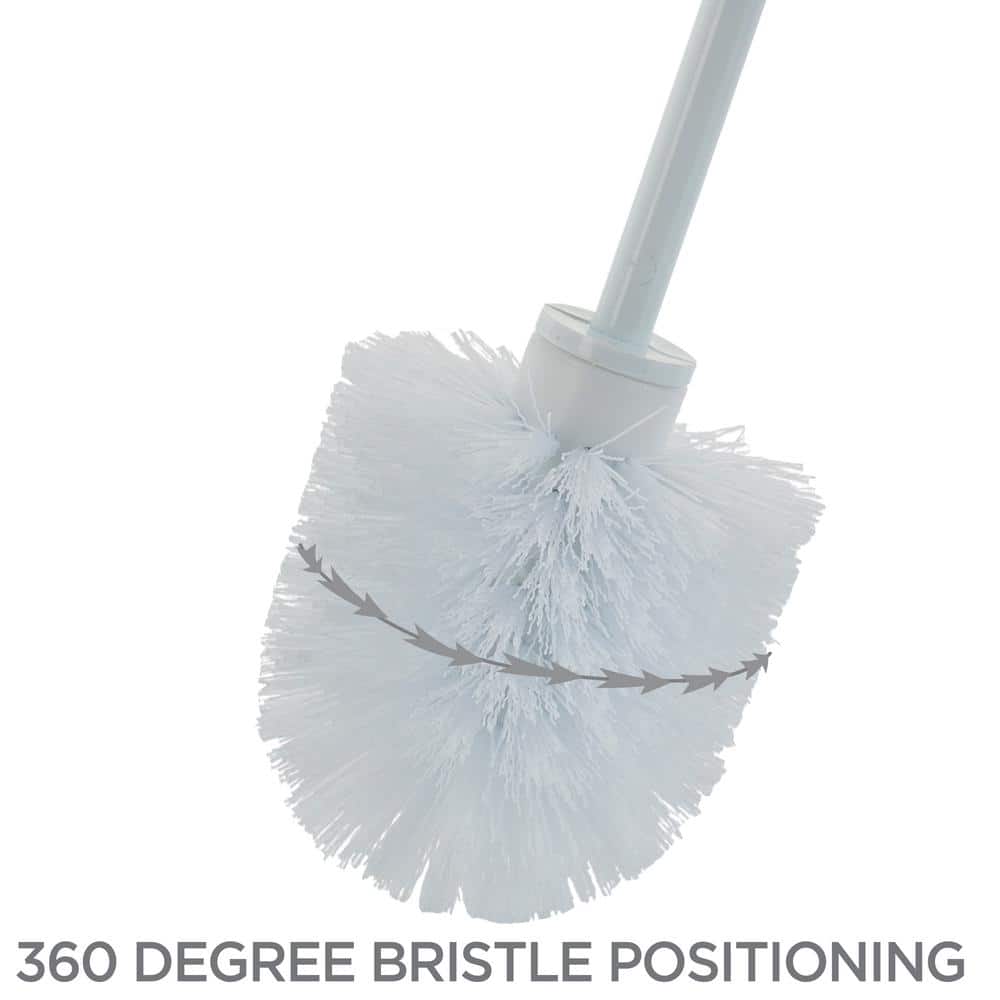 White Plastic Contour Toilet Brush and Holder