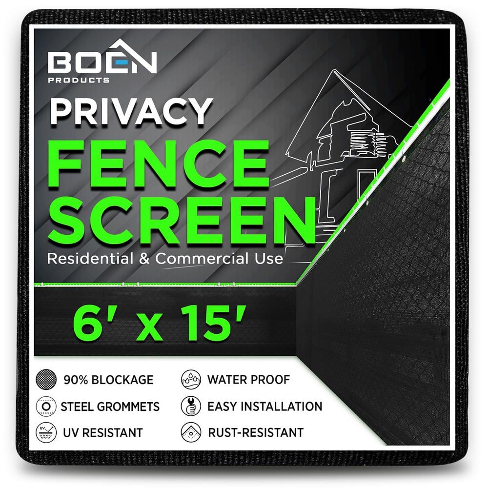 6 ft. x 15 ft. Black Privacy Fence Screen Netting Mesh with Reinforced Grom