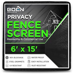 6 ft. x 15 ft. Black Privacy Fence Screen Netting Mesh with Reinforced Grommet for Chain link Garden Fence
