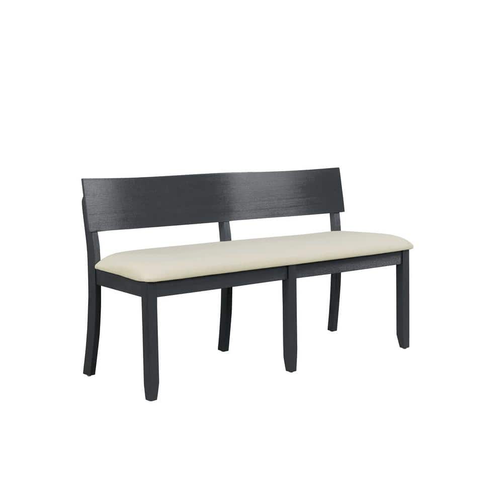 Capella Cream/Matte Black 52.5in Dining Bedroom Bench