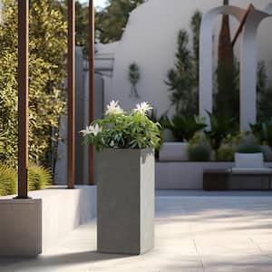 Modern 24 in. High Large Tall Tapered Square Light Gray Outdoor Cement Planter Plant Pots