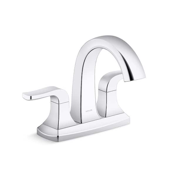 KOHLER Rubicon 4 in. Centerset Double Handle High Arc Bathroom Faucet in Polished Chrome
