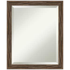 Regis Barnwood Mocha Narrow 18.5 in. W x 22.5 in. H Wood Framed Beveled Wall Mirror in Brown