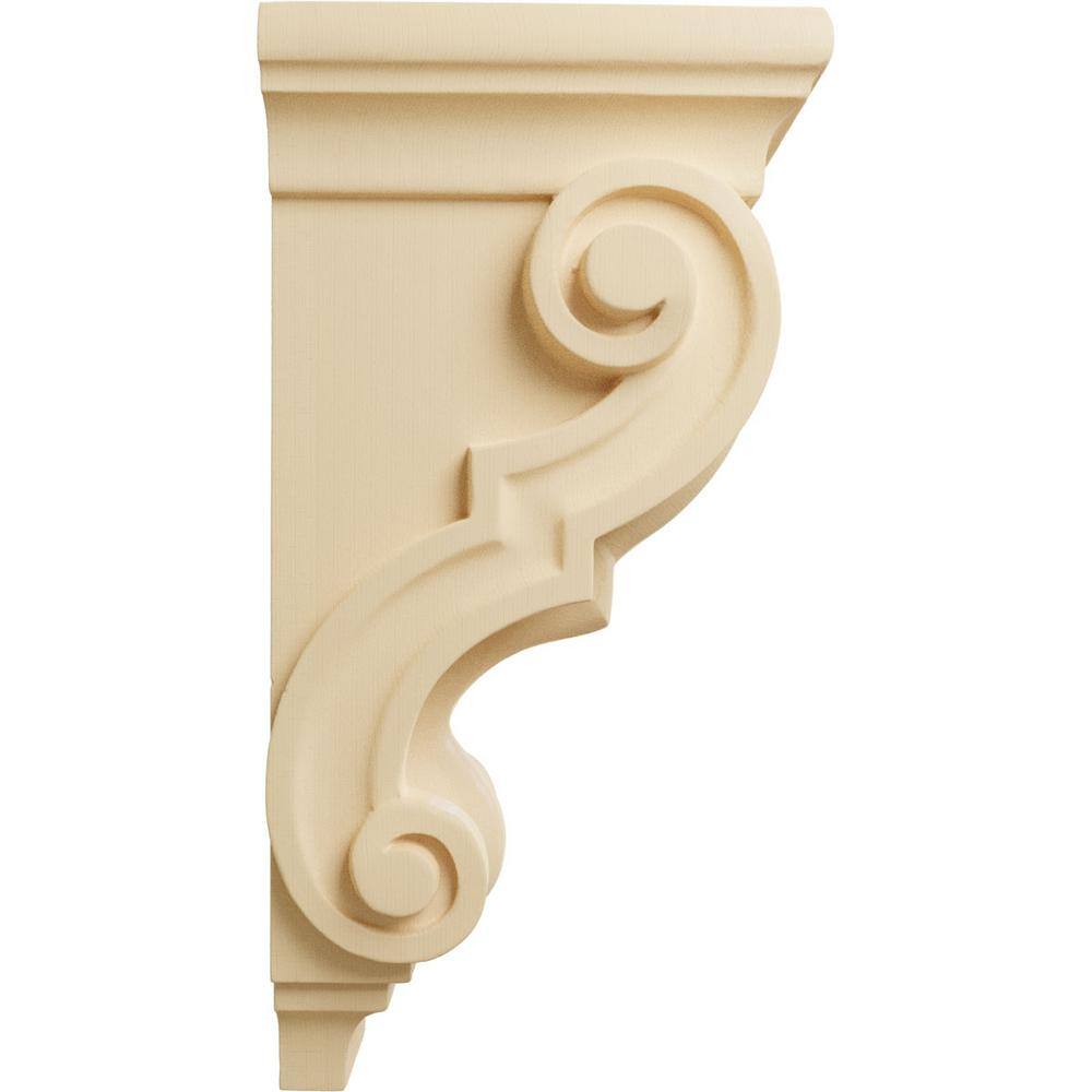 Medium Maple Traditional Hand-Carved Wood Corbel, 4.5"W x 5"D x 10"H
