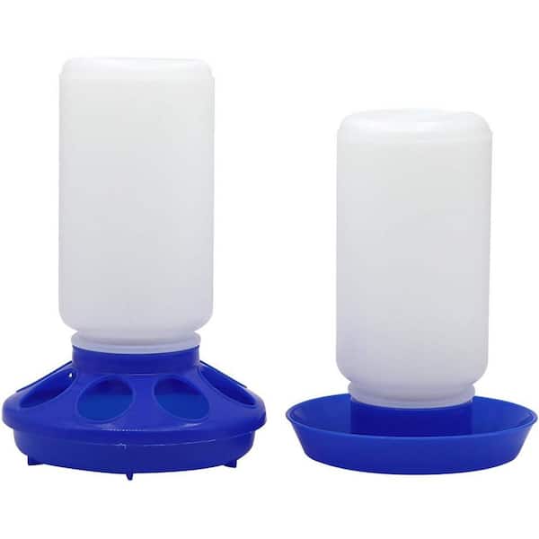 12.2 in. Height 9.45 in. Width 6.3 in. Depth Plastic Chicken Feeder and Waterer Set for Poultry