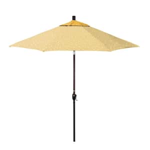 9 ft. Bronze Aluminum Market Patio Umbrella with Crank Lift and Push-Button Tilt in Palmetto Sawgrass Pacifica Premium