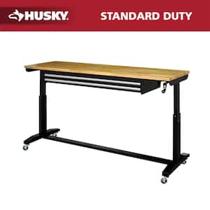 Husky 52 in. W x 24 in. D 2-Drawer Adjustable Height Blaxk Work