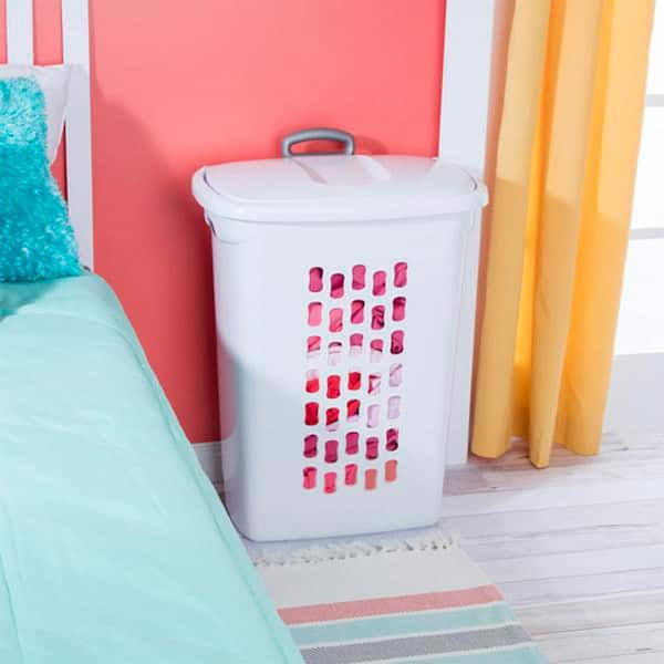 Sterilite Rectangular LiftTop Plastic Laundry Hamper Basket Bin w/ Lid (8 Pack)