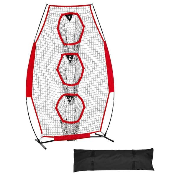 8 x 4 ft. Football Trainer Net, Knotless Throwing Practice Net with 3 Target Pockets, Straps & Carry Case in. Red