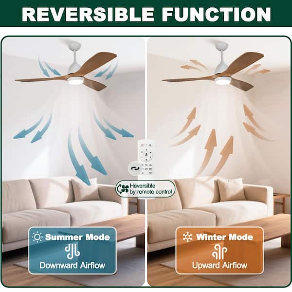 Jushua 52 in. Indoor White Downrod Mount Ceiling Fan with Light