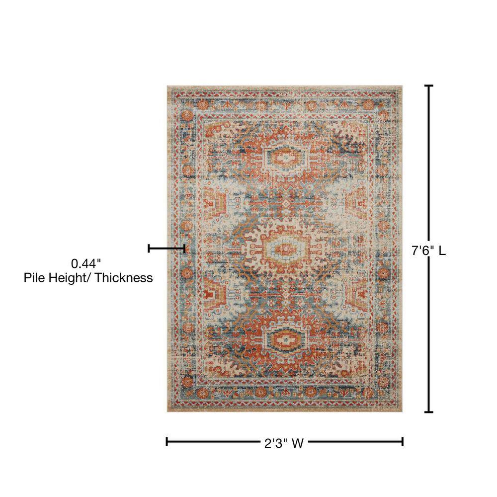 Oceanic Blue 27" x 90" Synthetic Stain-Resistant Runner Rug