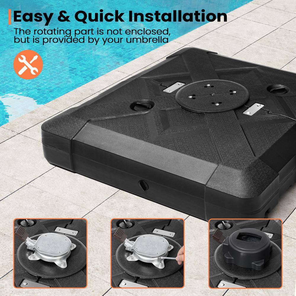 Black 220 lbs HDPE Patio Cantilever Umbrella Base with Wheels