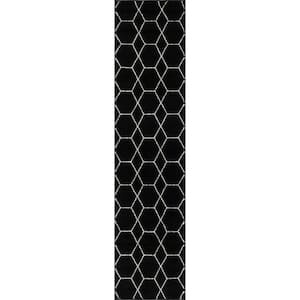 Trellis Frieze Black/Ivory 2 ft. x 8 ft. Geometric Runner Rug