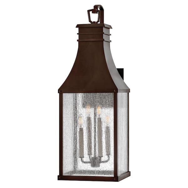 HINKLEY Beacon Hill 4-Light Blackened Copper Hardwired Outdoor Wall Lantern Sconce