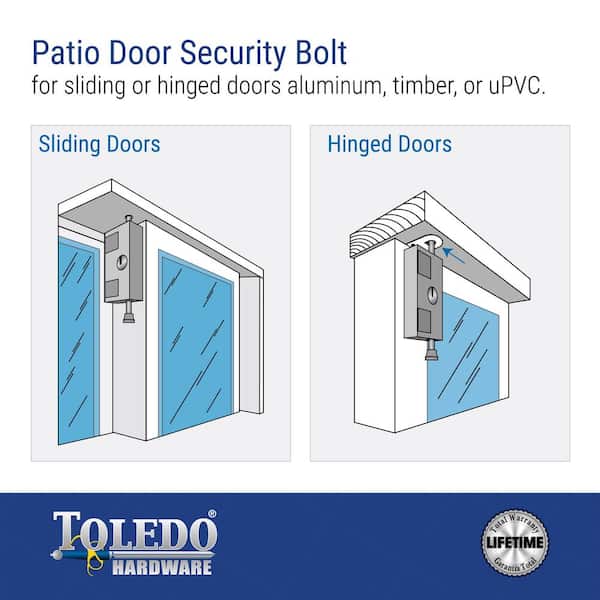 TOLEDO Patio Door Silver Security Bolt TDP02-S - The Home Depot