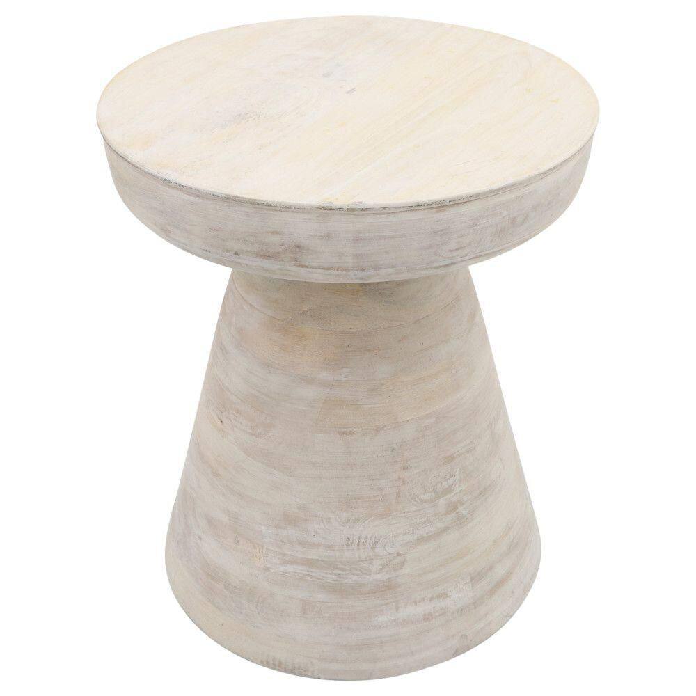 16 in. White Round Wooden Accent Table