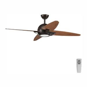 Soar 54 in. Indoor Integrated LED Antique Bronze Modern Ceiling Fan with Remote for Living Room and Bedroom