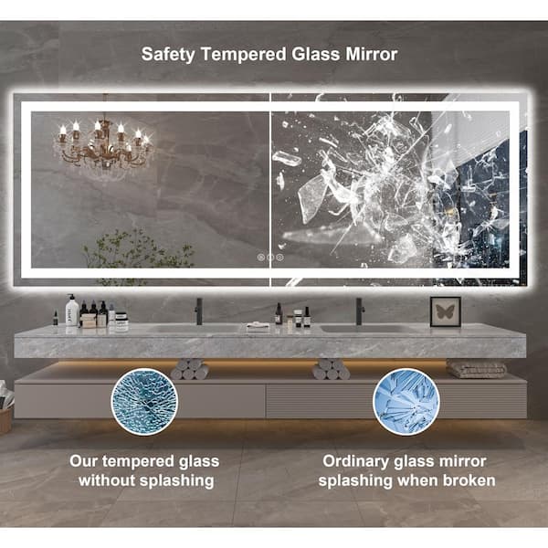 Klajowp 84 in. W x 32 in. H Large Rectangular Frameless Anti-Fog 