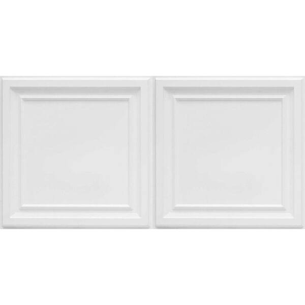 FROM PLAIN TO BEAUTIFUL IN HOURS Galleria White Matte 2 ft. x 4 ft. PVC Faux Tin Lay-in or Glue-up Ceiling Tile (80 sq. ft./case)
