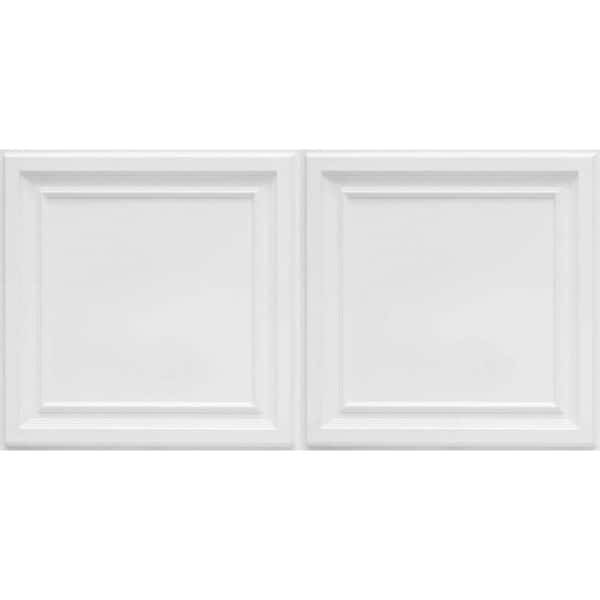 FROM PLAIN TO BEAUTIFUL IN HOURS Galleria White Matte 2 ft. x 4 ft. PVC Faux Tin Glue-up or Lay-in Ceiling Tile (8 sq. ft./case)