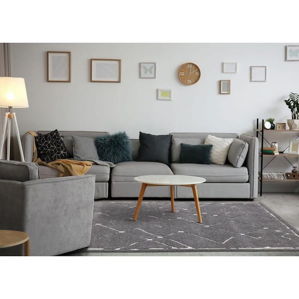 Bauer Collections 5 ft. x 8 ft. Grey Tonal/Solid, Trellis Indoor Area Rug