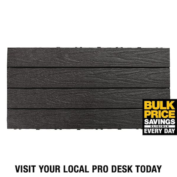UltraShield Naturale 1 ft. x 2 ft. Quick Deck Outdoor Composite Deck Tile in Hawaiian Charcoal (20 sq. ft. per Box)