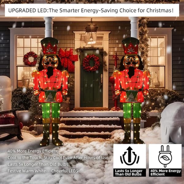 61 in. Outdoor Christmas Decoration Nutcracker Yard Decoration with Warm White LED Lights