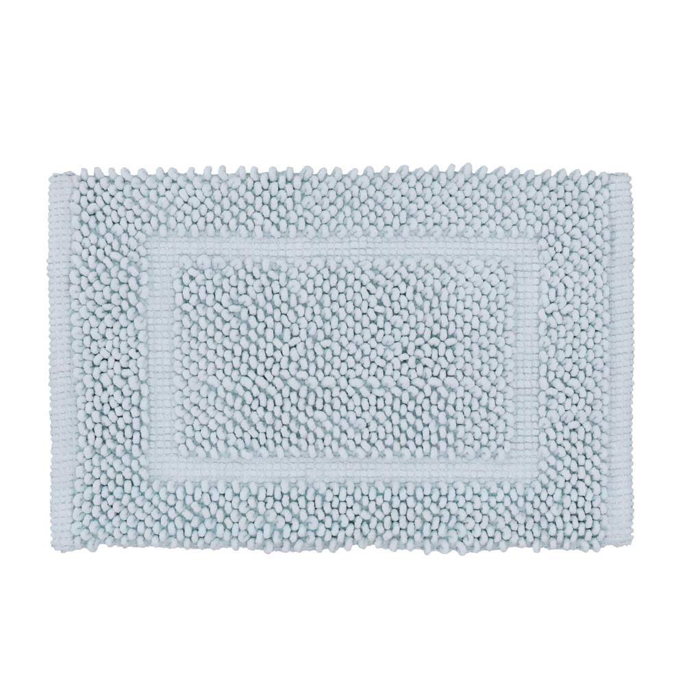 Pale Blue Cotton Chenille Non-Slip Bath Mat 17" x 24"