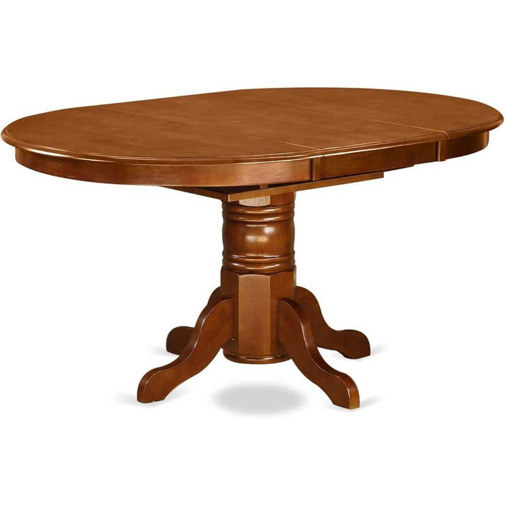Saddle Brown Wood 60 in. Pedestal Dining Table Seats 4