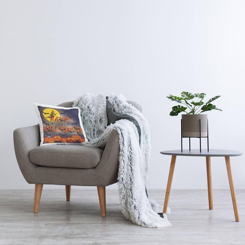 Happy Halloween Scene Square Decorative Throw Pillow