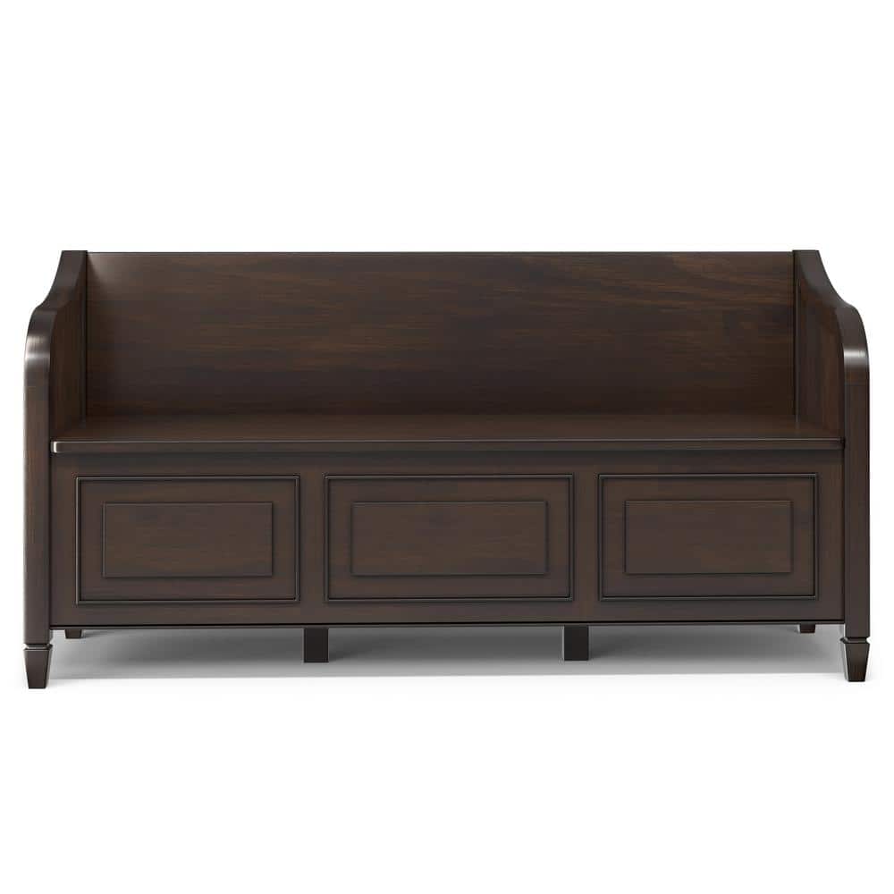 Chestnut Brown Solid Wood Entryway Storage Bench with Flip Lid
