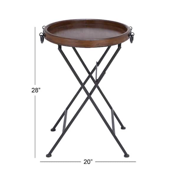Litton Lane 15 in. Black Film Reel Large Round Glass End Accent Table with  Tripod Legs and Glass Top 51652 - The Home Depot