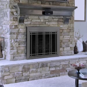 Ellis Small Gunmetal Glass Fireplace Doors