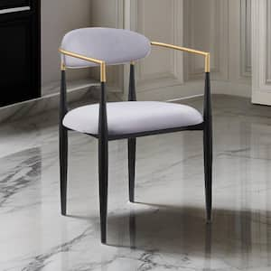 Gray, Black and Gold Fabric Metal Frame Dining Chair (Set of 2)