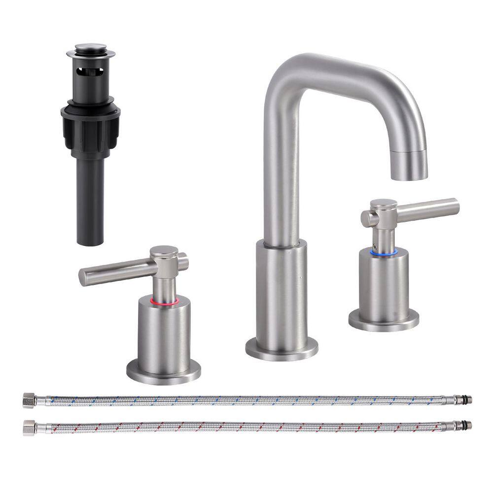 Widespread Double-Handle High-Arc Bathroom Sink Faucet with Pop-Up Drain and 360° Swivel Spout in Brushed Nickel price history on PriceWatchPro