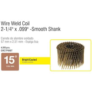 2-1/4 x .099 in. 15° Wire Collated Vinyl Coated Smooth Shank Coil Framing Nails 4500 per Box